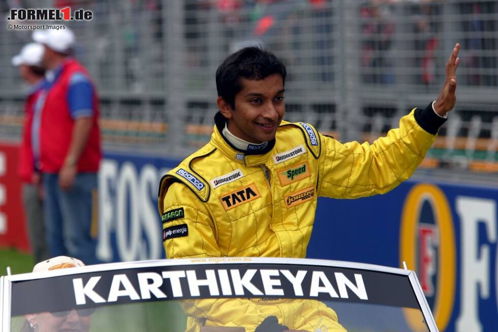 Foto zur News: Narain Karthikeyan bestritt insgesamt 46 Grands Prix für Jordan und HRT. Der erste Inder der Formel 1 feierte sein Debüt im gleichen Jahr wie Red Bull, die ebenfalls 2005 in die Königsklasse einstiegen - allerdings unabhängig voneinander.