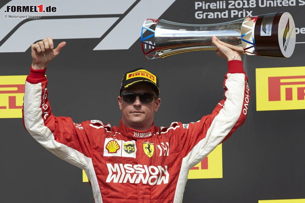 Foto zur News: ... passiert lange nichts: Erst ist Ferrari ab 2014 nicht siegfähig, dann schafft es Räikkönen neben Sebastian Vettel nicht, einen weiteren Grand-Prix-Erfolg einzufahren. 2018 in Austin aber bricht er den &quot;Bann&quot; und holt sich seinen nächsten und zugleich letzten Formel-1-Sieg, 114 Rennen nach Melbourne 2013!