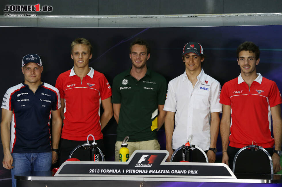 Foto zur News: 2013: 5 Rookies - 16. Esteban Gutierrez (Sauber/6), 17. Valtteri Bottas (Williams/4), 19. Jules Bianchi (Marussia/0), 22. Giedo van der Garde (Caterham/0) und 23. Max Chilton (Marussia/0)