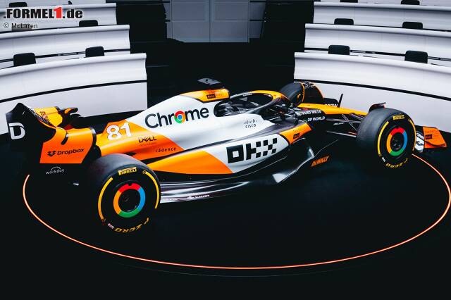 Foto zur News: Singapur: Für das Flutlicht-Rennen der Formel 1 lässt McLaren gemeinsam mit Sponsor OKX das legendäre Design der 1980er- und 1990er-Jahre noch einmal aufleben und ...