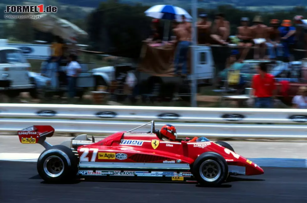 Foto zur News: ... die Formel-1-Saison 1982 beginnt für Villeneuve mit zwei Ausfällen im Ferrari 126C2: Sowohl in Kyalami als auch in Rio de Janeiro kommt er nicht über die Distanz: Im zweiten Rennen kreiselt er in Führung liegend von der Bahn und fällt aus.