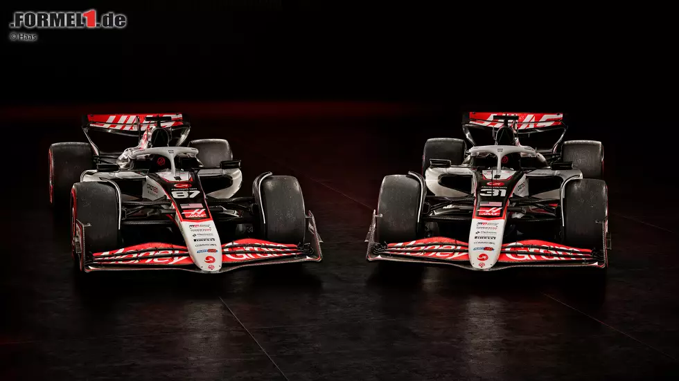 Foto zur News: Alles neu bei Haas in der Saison 2025: Das Team bringt den Haas-Ferrari VF-25 an den Start, der von Formel-1-Neuling Oliver Bearman und dem bisherigen Alpine-Fahrer Esteban Ocon gefahren wird.