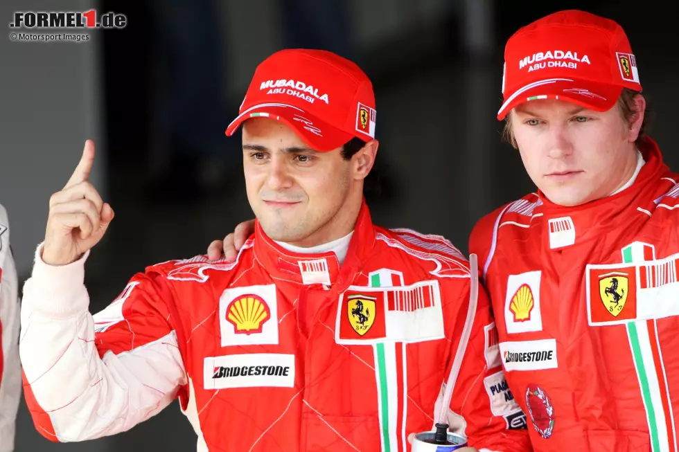 Foto zur News: Felipe Massa (Kimi Räikkönen und Jacques Villeneuve): Er schlägt mit Kimi Räikkönen 2008 bei Ferrari als einer von nur zwei Piloten in unserer Liste sogar einen amtierenden Weltmeister. Zuvor bei Sauber bezwingt er bereits 2005 Jacques Villeneuve. Er schlägt also gleich zwei Champions - gewinnt selbst aber nie den Titel.