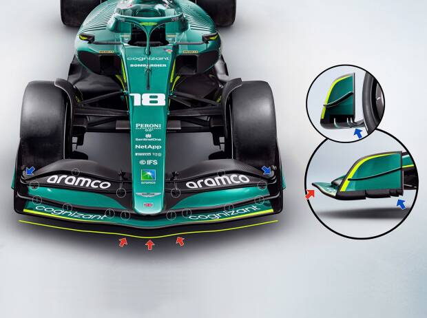 Frontflügel des Aston Martin AMR22 für die Formel-1-Saison 2022