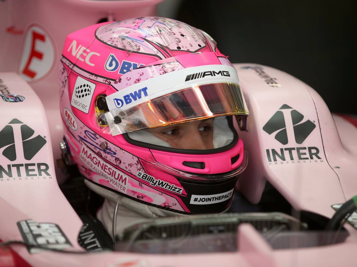 Foto zur News: Trotz Sponsoren-Pinks: Ocons Helm bleibt im Schumi-Design