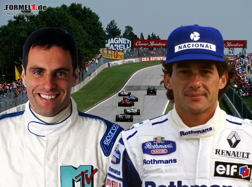 Foto zur News: Fotomontage: Roland Ratzenberger und Ayrton Senna vor der Kulisse von Imola 1994